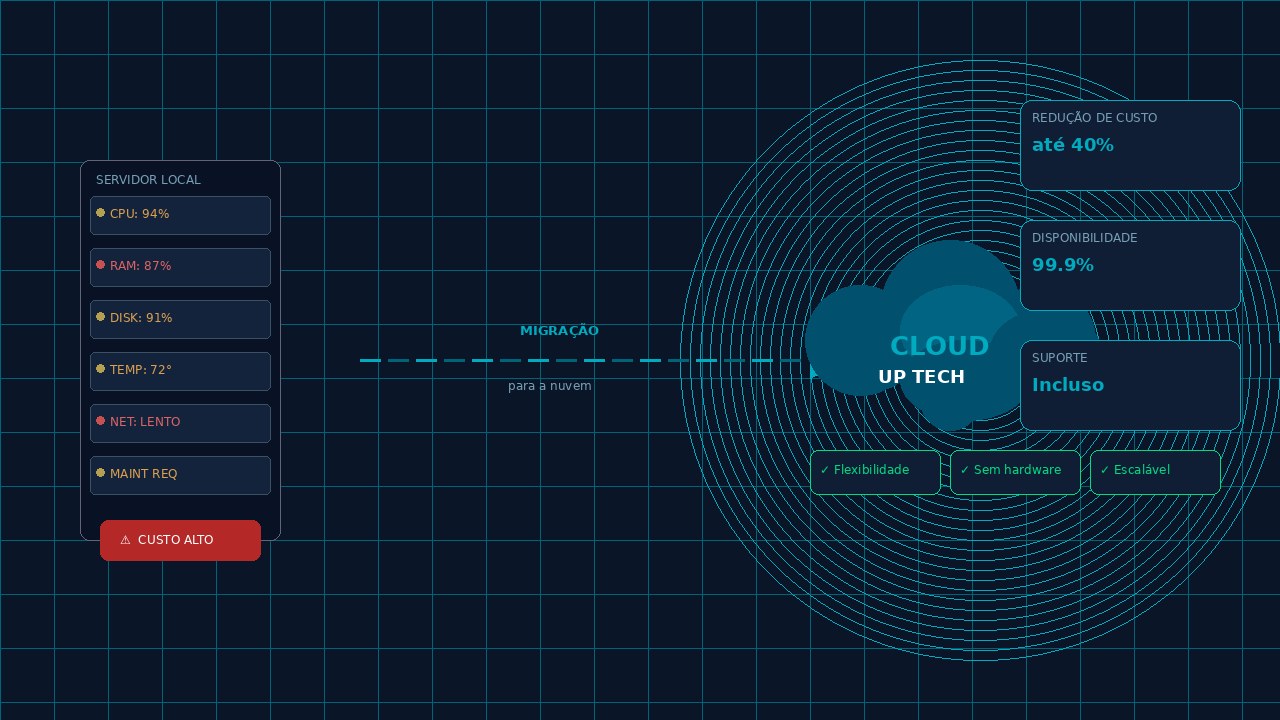 Cloud — diagrama de migração servidor físico para nuvem